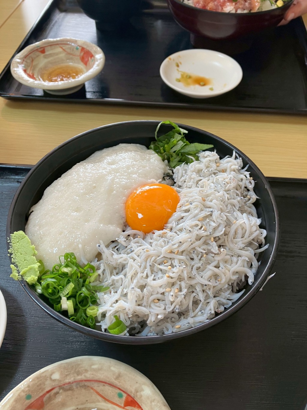 生しらず丼 鹿島神宮参拝後に食べた生しらす丼。とろろと卵黄がのった名物料理